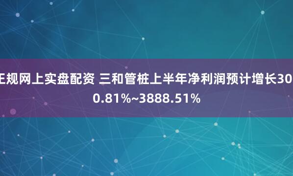 正规网上实盘配资 三和管桩上半年净利润预计增长3090.81%~3888.51%